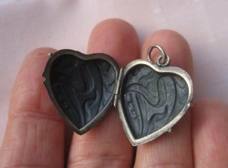 Antique Art Nouveau German 800 Silver Heart Photo Locket or charm 4