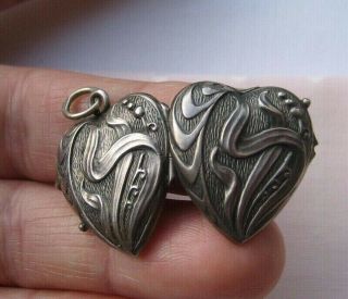 Antique Art Nouveau German 800 Silver Heart Photo Locket or charm 5