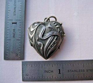 Antique Art Nouveau German 800 Silver Heart Photo Locket or charm 6