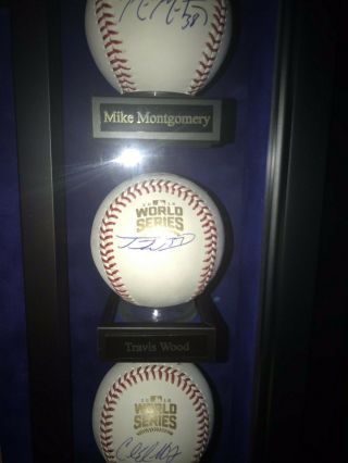 Travis Wood Signed 2016 World Series Baseball Chicago Cubs Autograph Ball Rare
