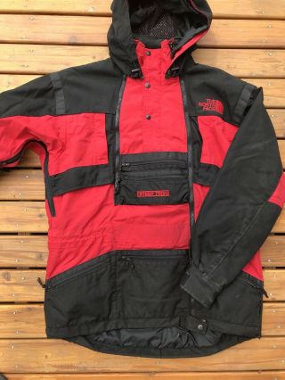 Vintage North Face Steep Tech Red Black Ski Size Large Tnf Hood Embroidered 6