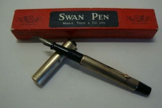 Vintage Boxed Gold Plated Swan Mabie Todd Fountain Pen?