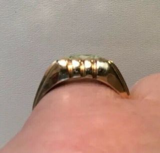 Retro Vintage Men’s Gold Ring Prasiolite (natural) Stone Faceted Size 9 2