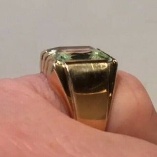 Retro Vintage Men’s Gold Ring Prasiolite (natural) Stone Faceted Size 9 3