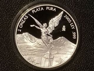 2005 Mexico 2 Oz Silver Libertad Proof - Key Date - Only 600 Minted - Very Rare