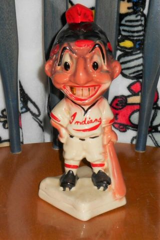 Vintage Stanford Pottery Cleveland Indians Gold Tooth Chief Wahoo Mascot Bank