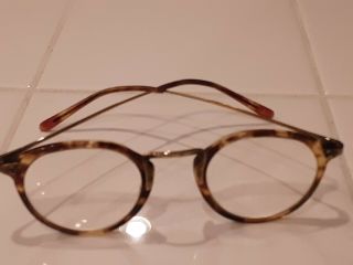 Vintage Oliver Peoples Eye Glasses Op - 27 Ag Round Tortoise Filigree Rx