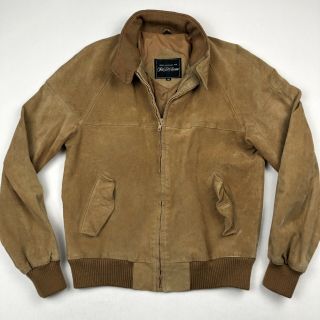 Vintage Saks Fifth Avenue Suede Leather Flight Bomber Jacket Brown • Size 40