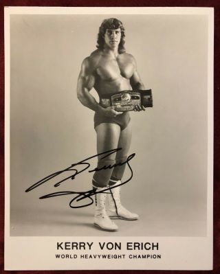 Vintage Kerry Von Erich Hand Signed 8x10 Very Rare Wwf,  Nwa,  Wccw,  Wwe