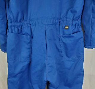Vtg AMOCO Insulated Coveralls Men ' s L Blue Quilted Lining Zip Snap Front Garage 5