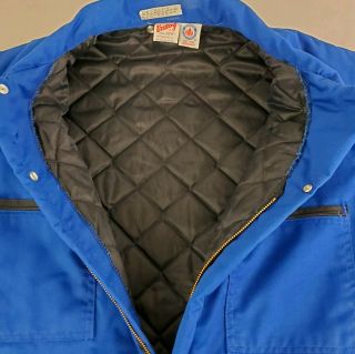 Vtg AMOCO Insulated Coveralls Men ' s L Blue Quilted Lining Zip Snap Front Garage 7
