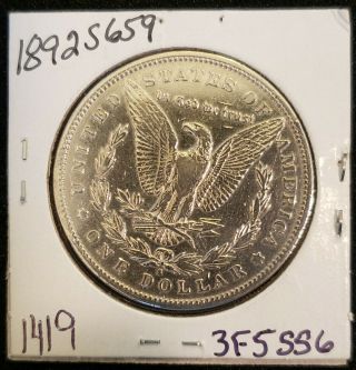 RARE 1892 S Morgan Silver Dollar $1; 2