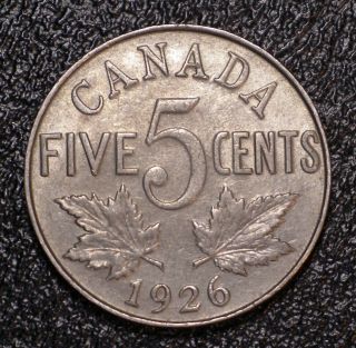 1926 Far 6 King George V Canada Nickel 5 Cent Rare Coin