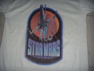 RARE - VINTAGE 1976 CAST and CREW STAR WARS X - WING T - shirt - M - USA 2
