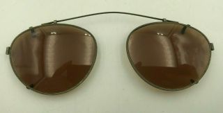 Vintage Oliver Peoples Gold Metal Oval Clip - On Sunglasses Eyeglasses Frames