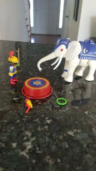Vintage Playmobil White Circus Elephant And Trainer 3809