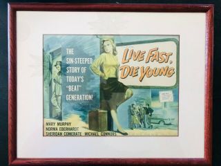 Live Fast,  Die Young Vintage Lobby Card 1958 I.  B.  Melchior
