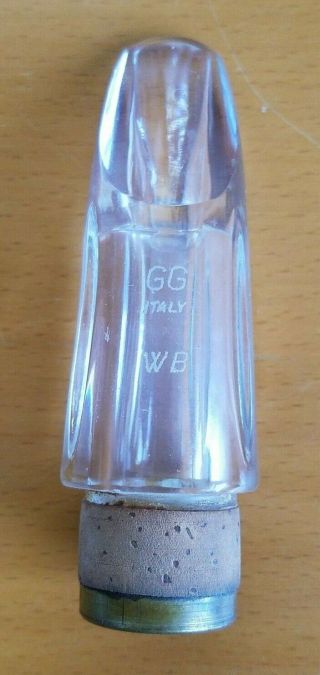 Vintage Pomarico Gg Italy Glass Cyrstal " Wb " Clarinet Mouthpiece