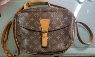 Authentic Vintage Louis Vuitton Brown Monogram Canvas Leather Hand Bag