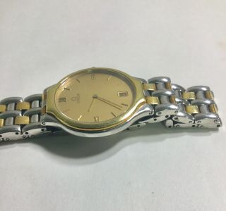 Vintage Omega 18k & Stainless Ref 1449/432 Quartz Wristwatch Running 31mm 2