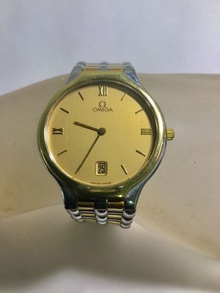 Vintage Omega 18k & Stainless Ref 1449/432 Quartz Wristwatch Running 31mm 8
