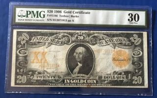 1906 $20 Gold Certificate Pmg Vf 30 Gold Antique Note