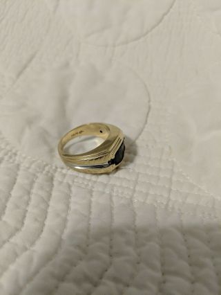 Vintage Art Deco 10K Yellow Gold Garnet Diamonds Men ' s Ring by SHR Size 9.  25 5