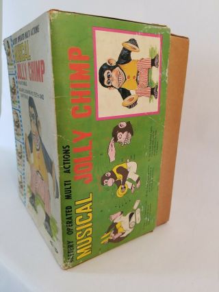 MUSICAL JOLLY CHIMP w/ Box ☆ ☆ Tin Toy Japan 1950 ' s VTG 4