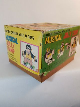 MUSICAL JOLLY CHIMP w/ Box ☆ ☆ Tin Toy Japan 1950 ' s VTG 5