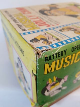 MUSICAL JOLLY CHIMP w/ Box ☆ ☆ Tin Toy Japan 1950 ' s VTG 6