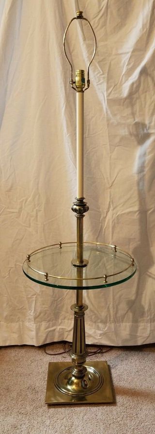 Mid Century Modern Hollywood Regency Stiffel Glass Brass Table Floor Lamp Light