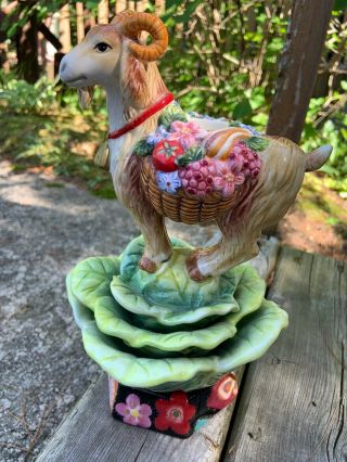 Vintage Fitz And Floyd Classics Country Chic Goat Ram Candlestick