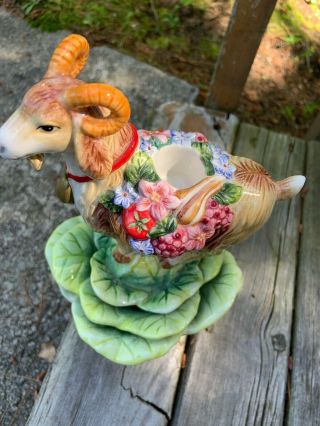 Vintage Fitz and Floyd Classics Country Chic Goat Ram Candlestick 3