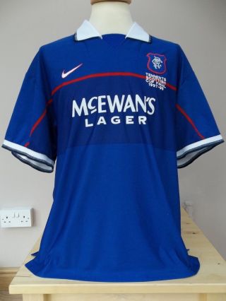 Vtg 1997 Nike Glasgow Rangers Tennant Scottish Cup Final Player Spec Shirt Xl