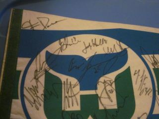 VINTAGE HARTFORD WHALERS AUTOGRAPHED PENNANT - SIGNED BY 27 - FRANCIS - LIUT - DINEEN 3