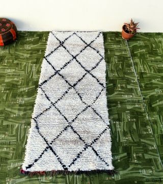 Vintage Beni Ourain Moroccan Handmade Rug Azilal Berber Carpet 2 