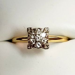 Vintage 14k Yellow Gold Diamond Cocktail Ring Size 9/ Anillo De Oro