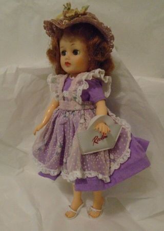 Vintage 1950s 10 1/2 " Little Miss Revlon Lmr Doll In Tagged 9127 Pinafore Dress