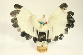 Vintage Native American Navajo Eagle Dancer W/ Feathers 20 " Kachina Doll Signed
