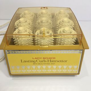 Vtg Lady Schick Lasting Curls Beautifying Mist Curlers Hot Rollers
