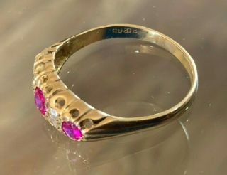 ANTIQUE VICTORIAN 18CT GOLD RUBY & DIAMOND LADIES RING UK SIZE X - LARGE SIZE 2