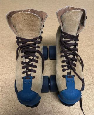 Vintage Jogger Sure Grip Tan Leather Suede Roller Skates Shoes Size 7