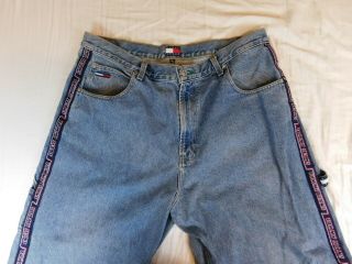 Vintage Tommy Hilfiger Carpenter Jeans Flag Patch Full Leg Spell Out 38 X 32