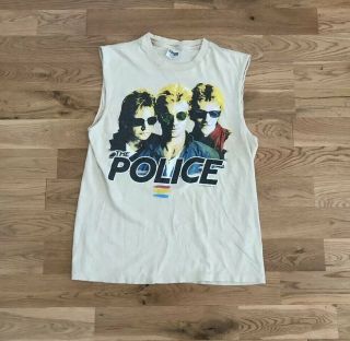 Vintage 80’s 1983 The Police Synchronicity Tour Concert Sleeveless T - Shirt Small
