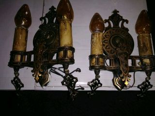 Vintage Brass Electric Wall Sconce Candle Light Lamp Antique Lamp