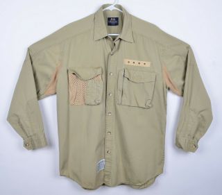 Vtg Willis & Geiger Mens Medium Bush Poplin Shooting Safari Hunting Shirt Jacket