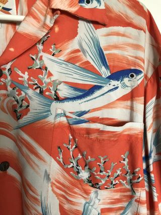 Pineapple Juice Hawaiian Shirt Vintage Rare Flying Fish Aloha Usa Mens Size M