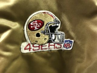 Vintage San Francisco 49ers Chalk Line Satin Jacket,  Sz Large,  Starter,  Gold 5