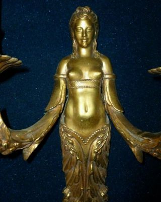 Very Pretty French Antique Bronze Wall Sconce Female,  Mermaid 41cm Tall