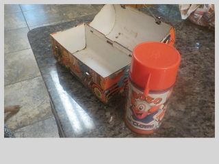Vintage 1963 Aladdin Bozo The Clown Metal Lunch Box And Thermos